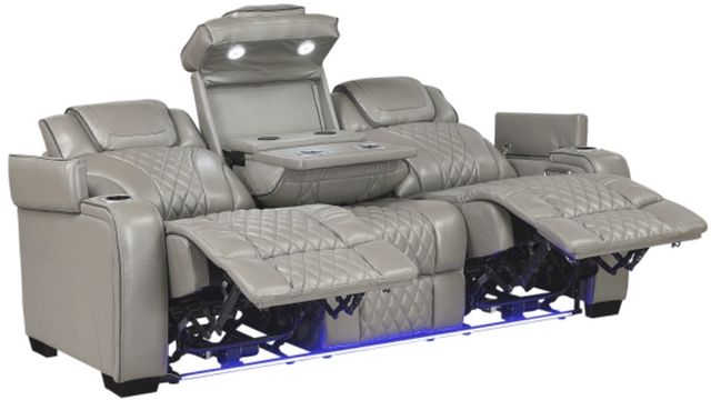 Homelegance® Apex Gray Double Power Reclining Sofa with Center Drop-Down Cup Holders-3