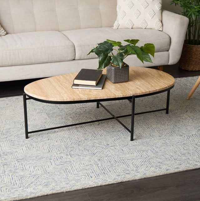 Deco Marche Beige Coffee Table with Black Support-4