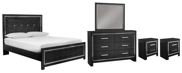 Signature Design by Ashley® Kaydell 5-Piece Black King Upholstered Panel Bed Set-0