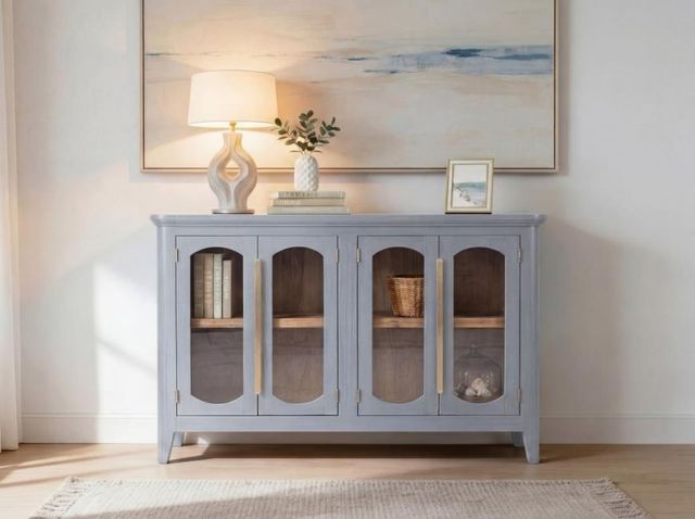 International Furniture Direct Brava Blue 4-Door Console-1