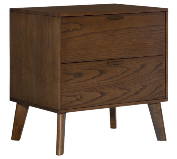 Linon Hudson Walnut 2-Drawer Nightstand-0