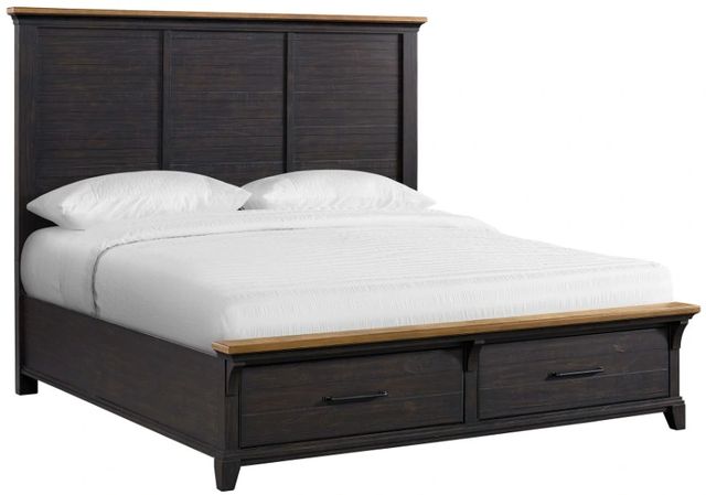 Elements International Montrose Brown/Espresso King Panel Storage Bed-0