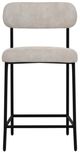 International Furniture Direct Seating Blacksmithing Matte Black/Ivory Upholstered Counter Stool-2