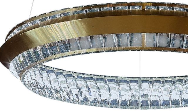 Michael Amini® Base Camp Brushed Gold/Clear Round LED Chandelier-1