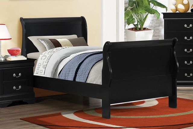 Coaster® Louis Philippe 4 Piece Black Twin Sleigh Bedroom set-1
