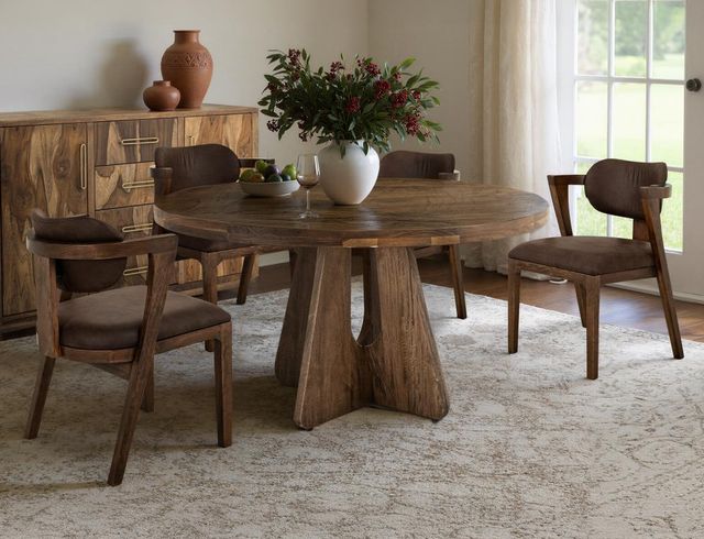 International Furniture Direct Balam Brown Round Dining Table-1