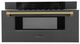 ZLINE Autograph Edition 30" 1.2 Cu. Ft. Black Stainless Steel Built-in Microwave Drawer with Polished Gold Helix Handle-3