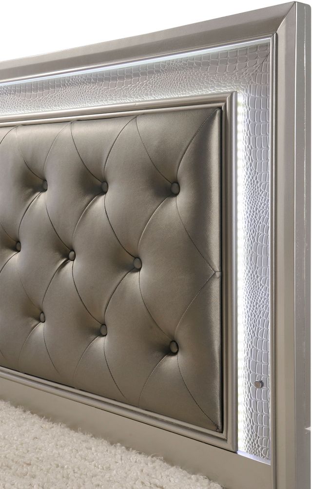 Crown Mark Lyssa Queen Modern Champagne Upholstered Panel Bed-3