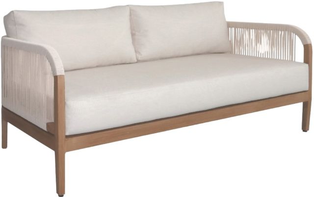 Meridian Furniture Maui Cream Aluminum/Fabric/Wooden Outdoor Loveseat-0
