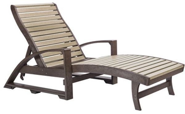 C R Plastic St. Tropez Chocolate and Beige Chaise Lounge with Hidden Wheels-0