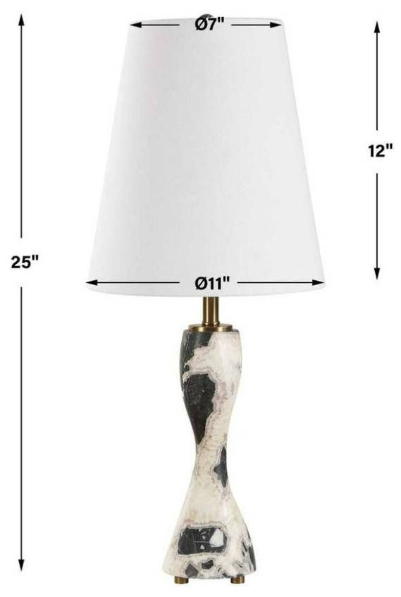 Uttermost® Marcela Black/White Buffet Lamp with Antique Brass Accent-2