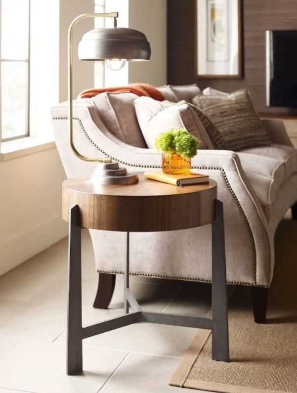 Hammary® AD Modern Synergy Brown Framing Lamp Table with Gray Base-1