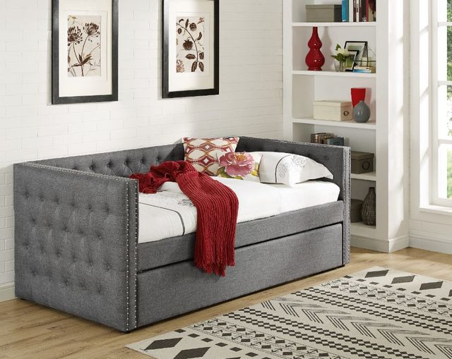 Crown Mark Trina Gray Upholstered Daybed-1