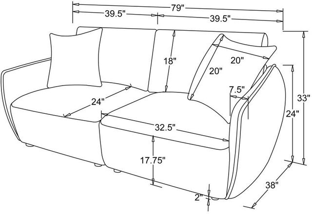 Coaster® Elysia 2-Piece Coral Upholstered Modular Lounge Loveseat-2