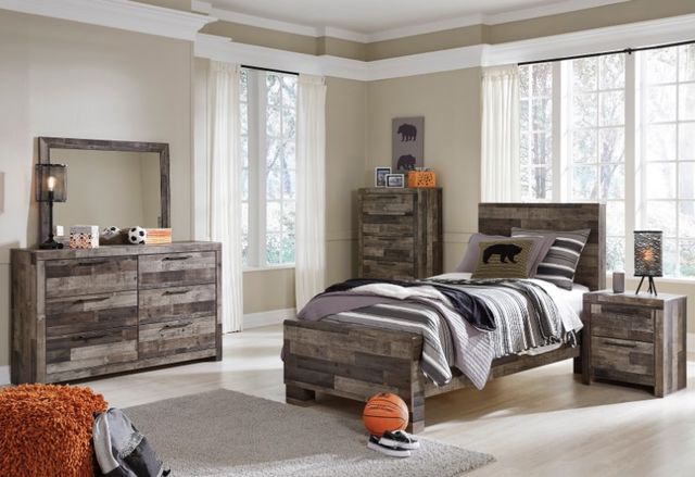 Benchcraft® Derekson 2-Piece Multi Gray Twin Panel Bed Bedroom Set-3