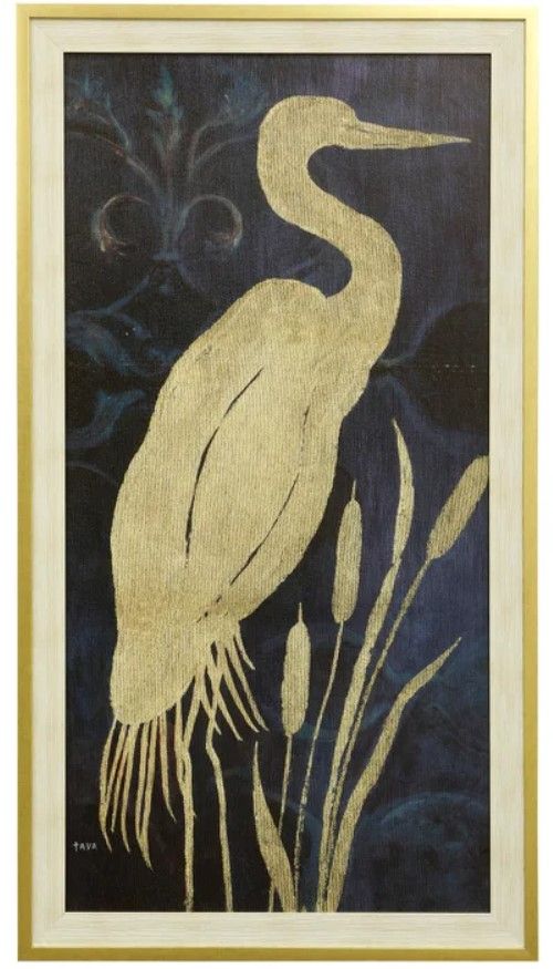 Stylecraft Cranes And Cattails II Beige/Black/Gold Wall Art-0