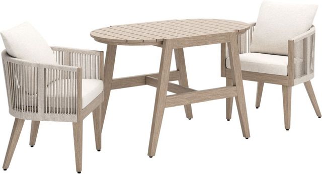 Signature Design by Ashley® Crescent View 3-Piece Beige Fabric/Rope/Wood Outdoor Dining Set-0