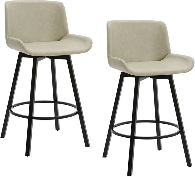 Worldwide Homefurnishings Inc. Fern 2-Piece Black/Vintage Ivory Swivel Counter Stool Set-0