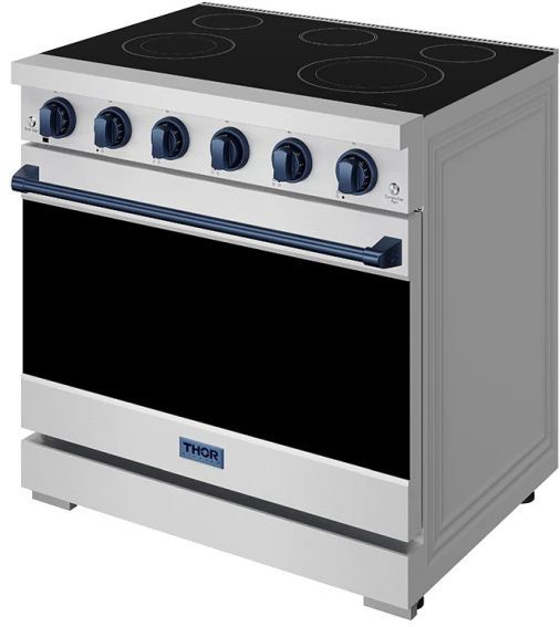 Thor Kitchen® Gordon Ramsay 36" Stainless Steel/Blue Freestanding Pro Style Electric Range-3
