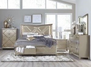 Mazin Furniture Bijou Champagne Queen Platform Bed-3