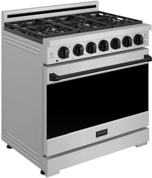 Thor Kitchen® Gordon Ramsay 36" Stainless Steel/Black Freestanding Pro Style Gas Range-2