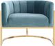 TOV Furniture Magnolia Sea Blue Velvet Chair with Gold Base-0