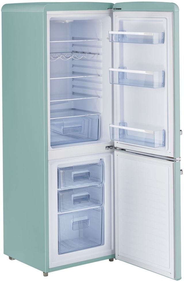 Unique® Appliances Classic Retro 7 Cu. Ft. Ocean Mist Turquoise Counter Depth Bottom Freezer Refrigerator-1