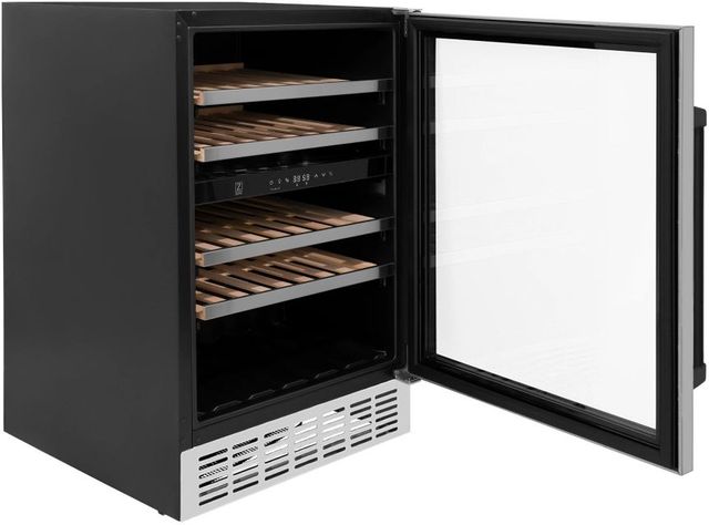ZLINE Autograph Edition Monument 24" 4.5 Cu. Ft. Stainless Steel Freestanding Wine Cooler with Matte Black Accents-3