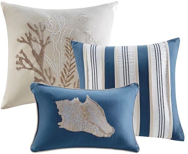 Olliix by Madison Park 7 Piece Blue California King Cape Cod Cotton Sateen Comforter Set-2