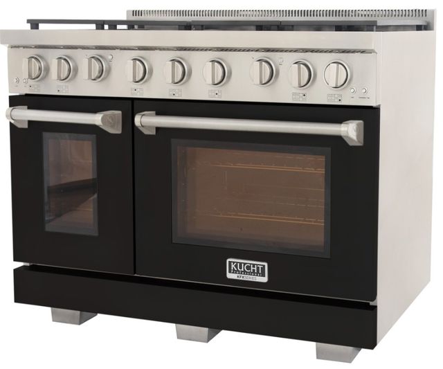 Kucht Professional KFX Series 48" Stainless Steel Pro Style Liquid Propane Gas Range with Black Door and True Simmer Burners-2