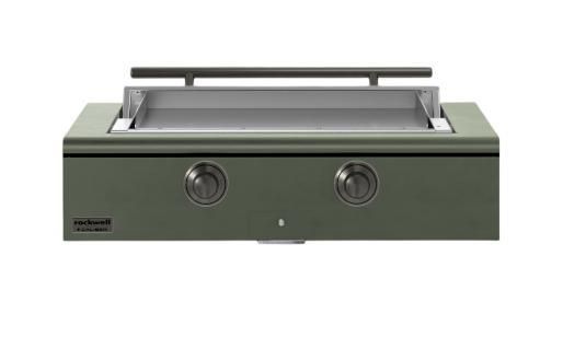 Caliber™ Rockwell Social 42" Olive Built-In Natural Gas Outdoor Griddle with Pewter Hardware-0