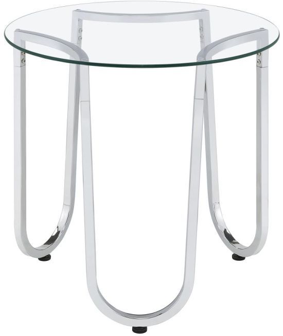 Coaster® Beller Round Tempered Glass Top End Table with Chrome Base-4