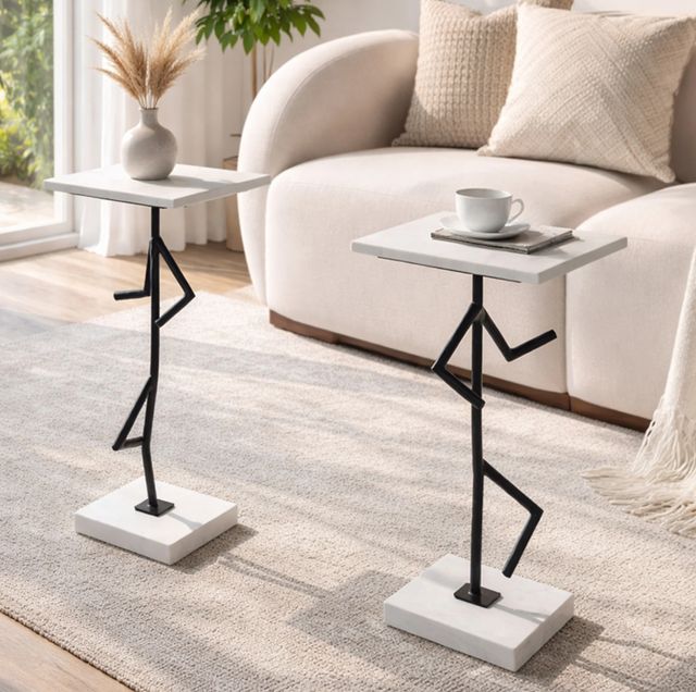 Stylecraft White Runner Drink Table with Black Frame-1