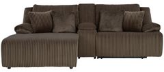 Signature Design by Ashley® Top Tier 3-Piece Chocolate Left Arm Facing Manual Reclining Sectional Sofa with Chaise
