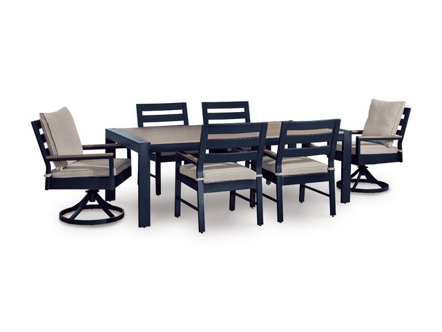 Signature Design by Ashley® East Beach Driftwood/Navy Blue 7-Piece Outdoor Dining Set-0