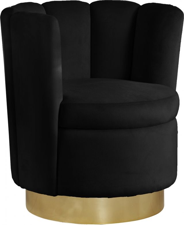 Meridian Furniture Lily Black Velvet Swivel Chair-0