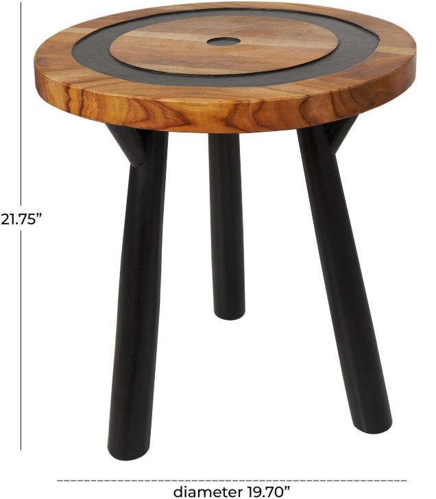 Deco Marche Brown Accent Table with Black Base-3