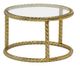 Sagebrook Home Metal Rope Set of 2 Glass Top Side Table Set with Gold Frame-2