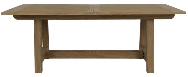 Sunset West Coastal Warm Gray Wooden Outdoor Dining Table with Leaf Extension-1