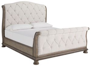 Signature Design by Ashley® Ardenfield Beige/Light Brown King Upholstered Sleigh Bed