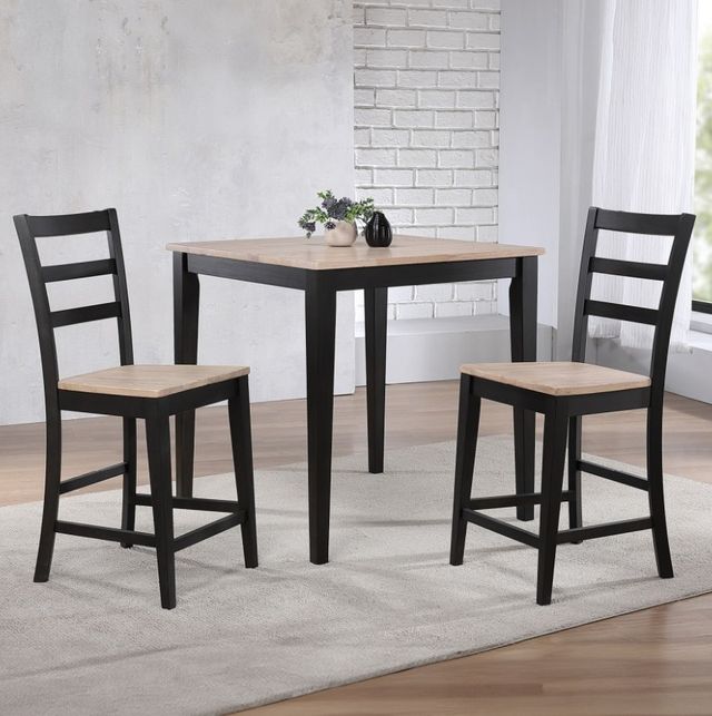 Winners Only® Bay City Ebony/Nature Ladder Back Bar Stool-2