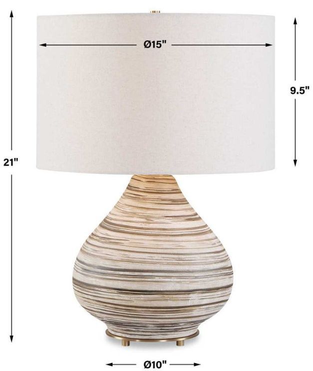 Uttermost® Azura Bone Ivory/Dark Chocolate Horizontal Line Table Lamp-3
