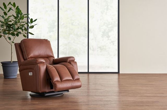 La-Z-Boy® Greyson Caramel Leather Power Rocking Recliner with Headrest and Lumbar-1
