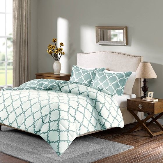 Olliix by True North by Sleep Philosophy Peyton Aqua Twin Reversible Plush Comforter Mini Set-1