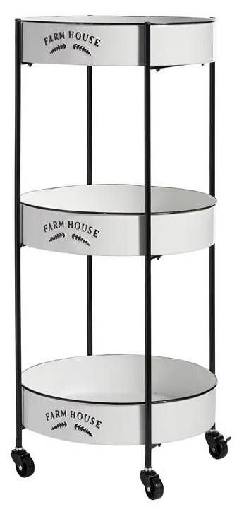 Deco Marche White Kitchen Rolling Storage Cart with Wheels-1