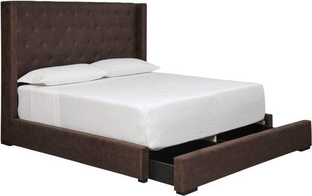 Signature Design by Ashley® Fremindon Coffee King Upholstered Panel Storage Bed-4