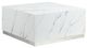 Mazin Furniture Astraia White Faux Marble Large Cube Coffee Table with Brushed Nickel Base-0