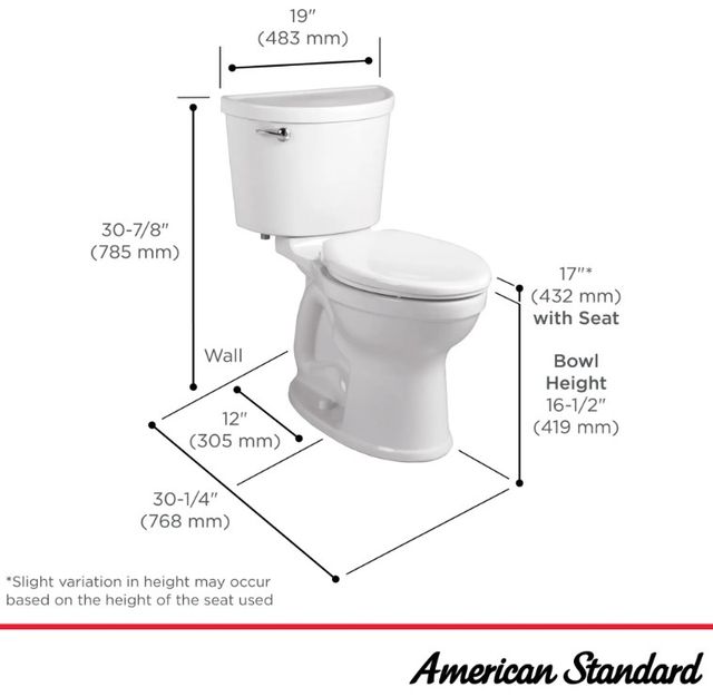 American Standard Champion White PRO Two-Piece Chair Height Elongated Right-Hand Trip Lever Toilet Less Seat 1.6 gpf/6.0 Lpf-3