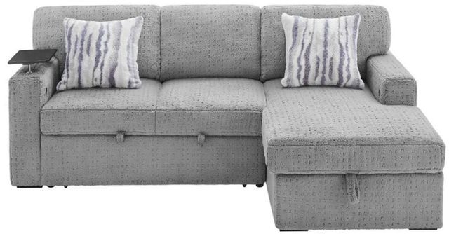 Global Furniture USA U0214 2-Piece Gray L-Shaped Sectional with Chaise and Pull Out Sofa Bed -3
