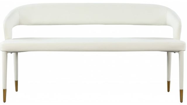 Meridian Furniture Destiny White Vegan Leather Bench-1
